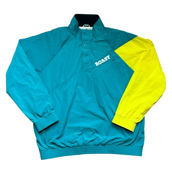 BOAST Windbreaker Pullover Jacket sz XXL Turquoise/Yellow Polyester Lined - Picture 1 of 10